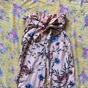 Girls Floral Paperbag Pants
